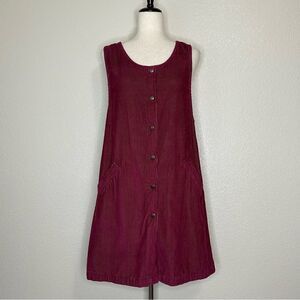 Blue J. 100% Cotton Corduroy Burgundy Button Down Sleeveless Dress